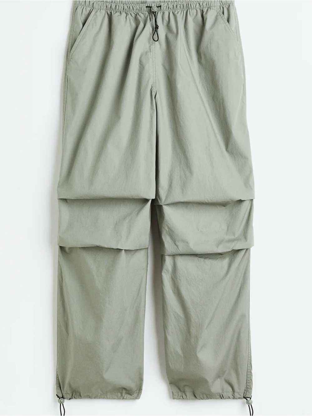 Womens H&M Lightweight Parachute Cargo Pants - Sage Green